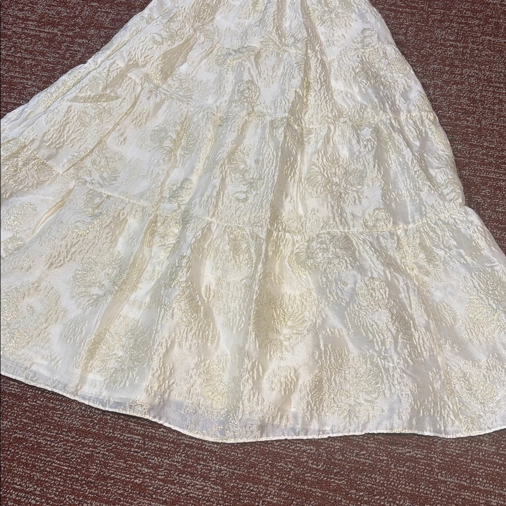 NWT Altar'd State Athena Cream gold metallic shimmer Maxi Dress women’s Xxs - Picture 13 of 15
